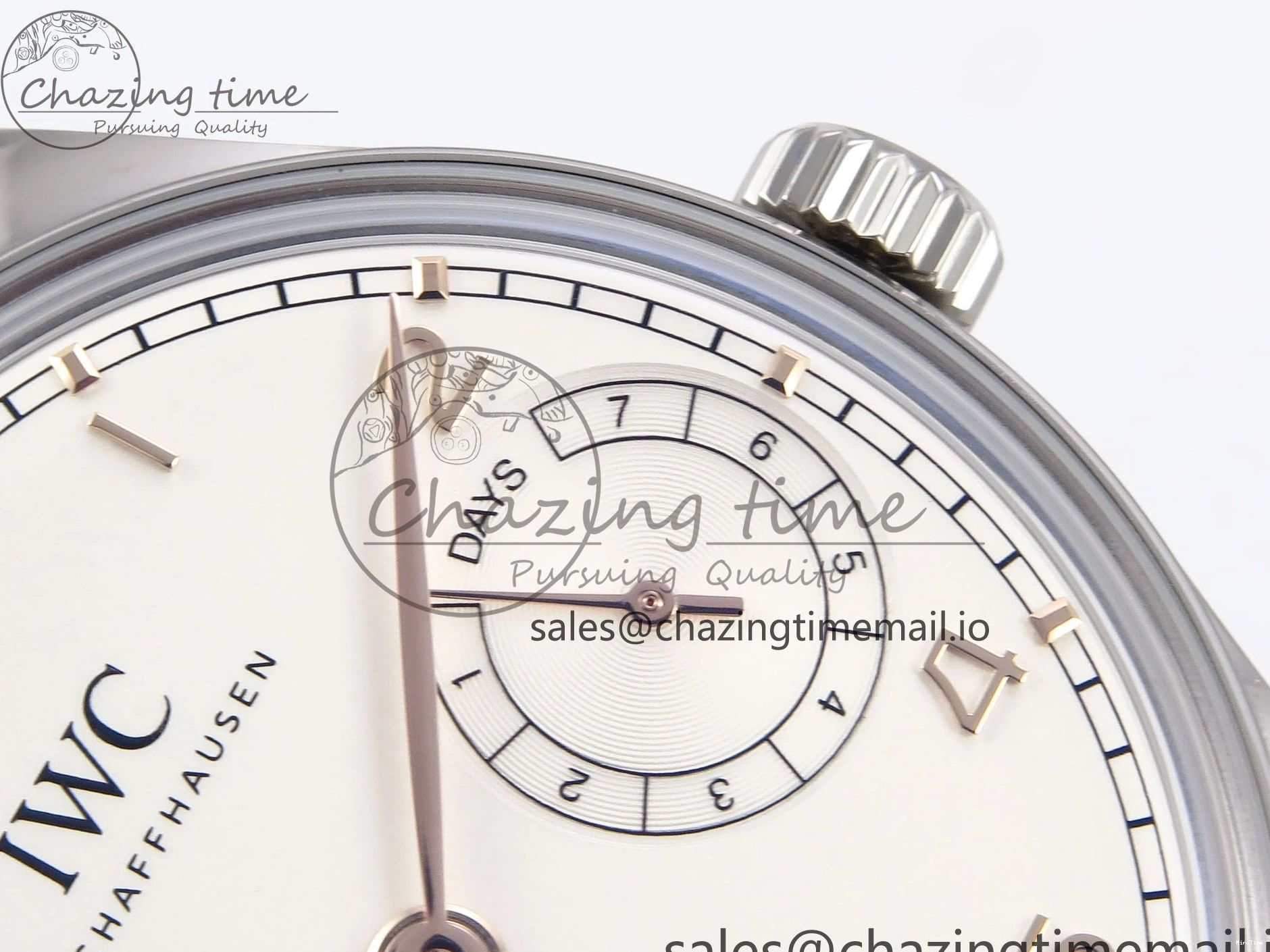 MIROTIME 0308 OnTrend Portugieser Automatic 42mm SS APSF 1:1 Best Edition White RG Dial on Black Leather Strap A 7010